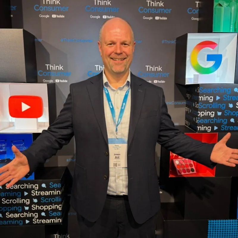 Simon Bird at a Google Think Consumer event